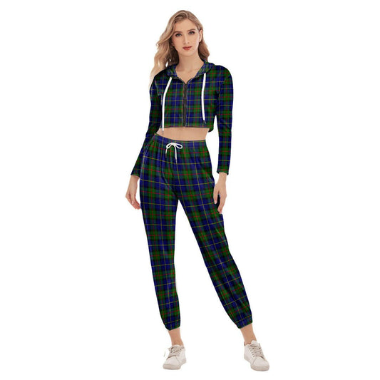 MacLeod of Harris Modern Tartan Plaid Crop Hoodie Sports Sets