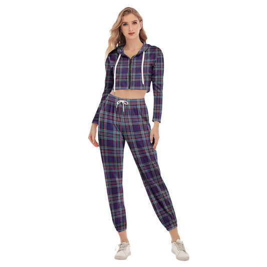 RCAF Tartan Plaid Crop Hoodie Sports Sets