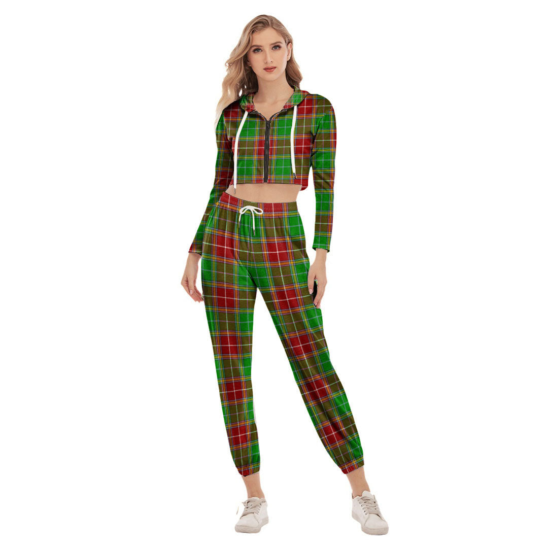 Baxter Modern Tartan Plaid Crop Hoodie Sports Sets