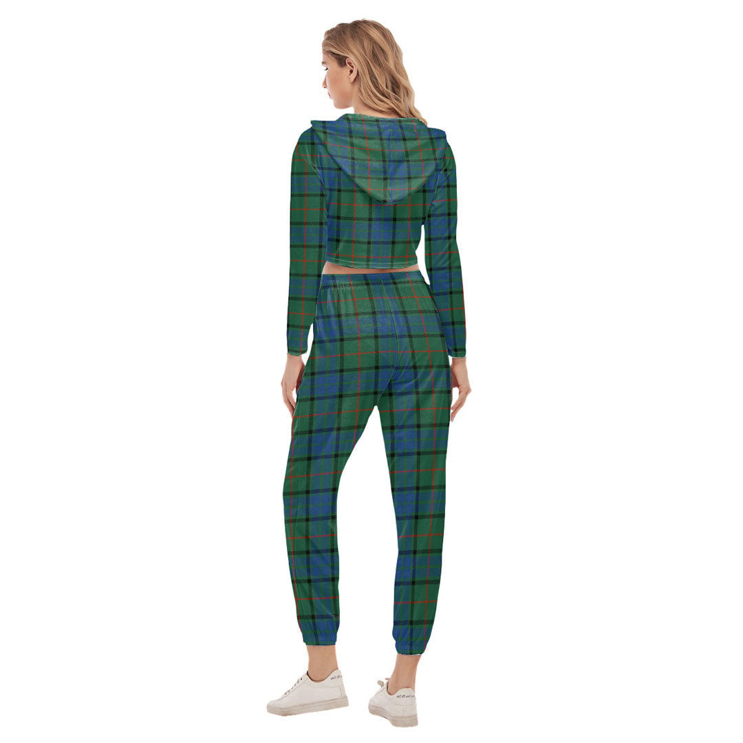 Lauder Tartan Plaid Crop Hoodie Sports Sets