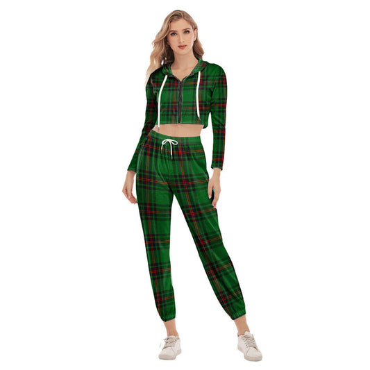 Fife District Tartan Plaid Crop Hoodie Sports Sets