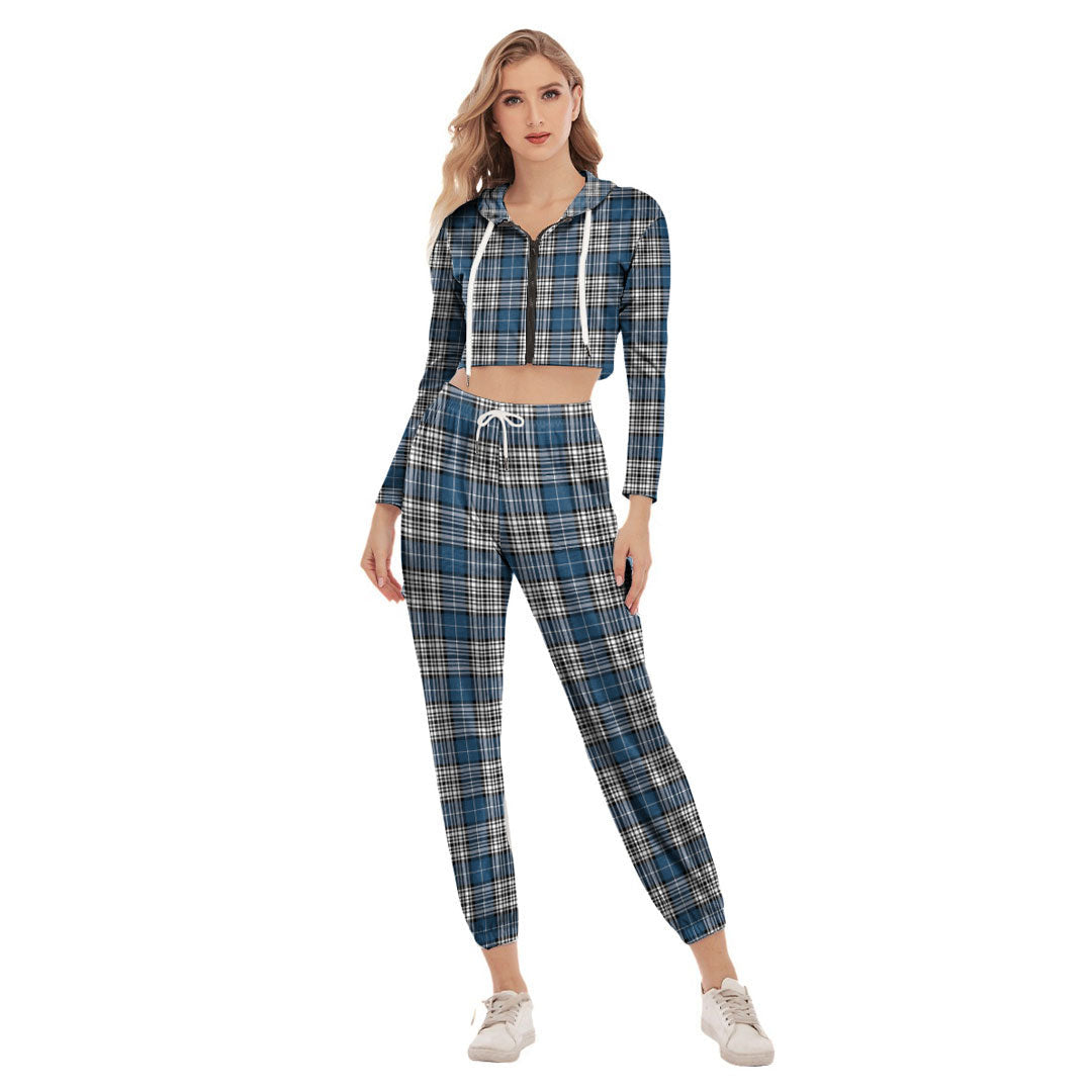 Napier Modern Tartan Plaid Crop Hoodie Sports Sets