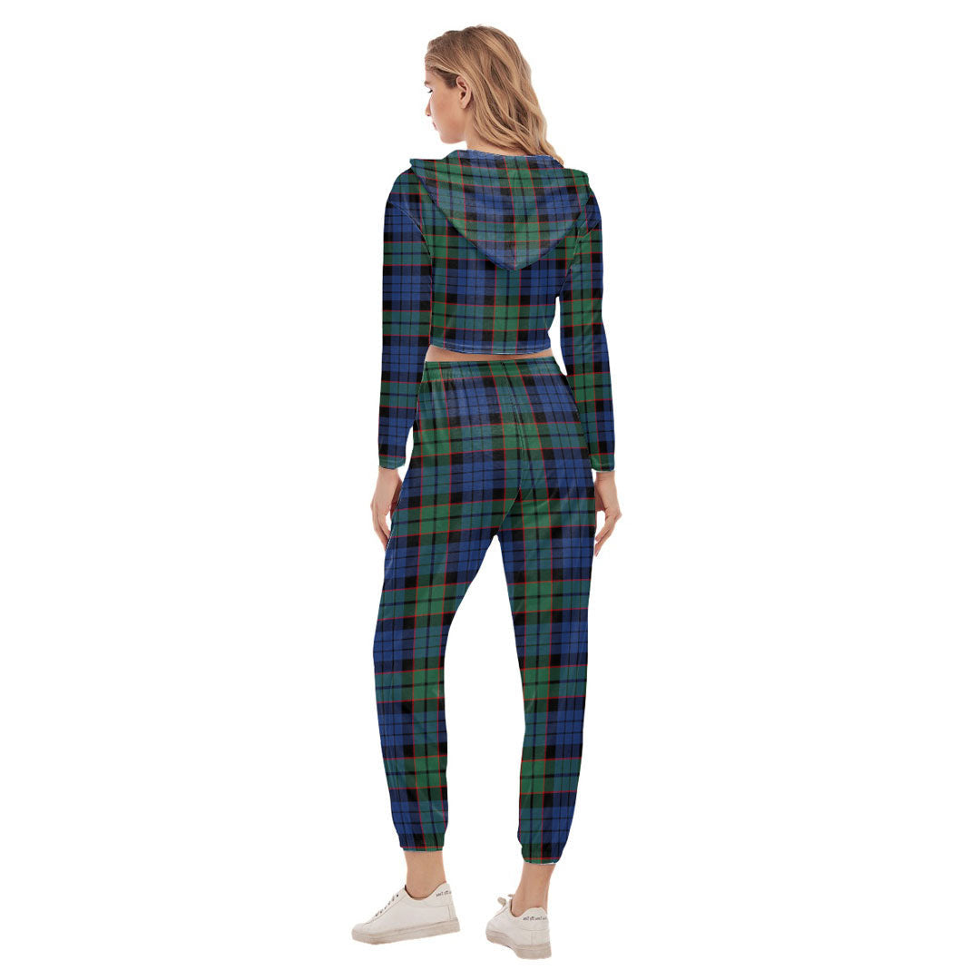 Fletcher Ancient Tartan Plaid Crop Hoodie Sports Sets