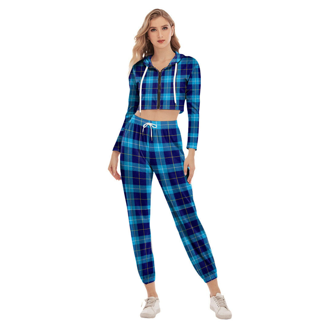 MacSporran Ancient Tartan Plaid Crop Hoodie Sports Sets