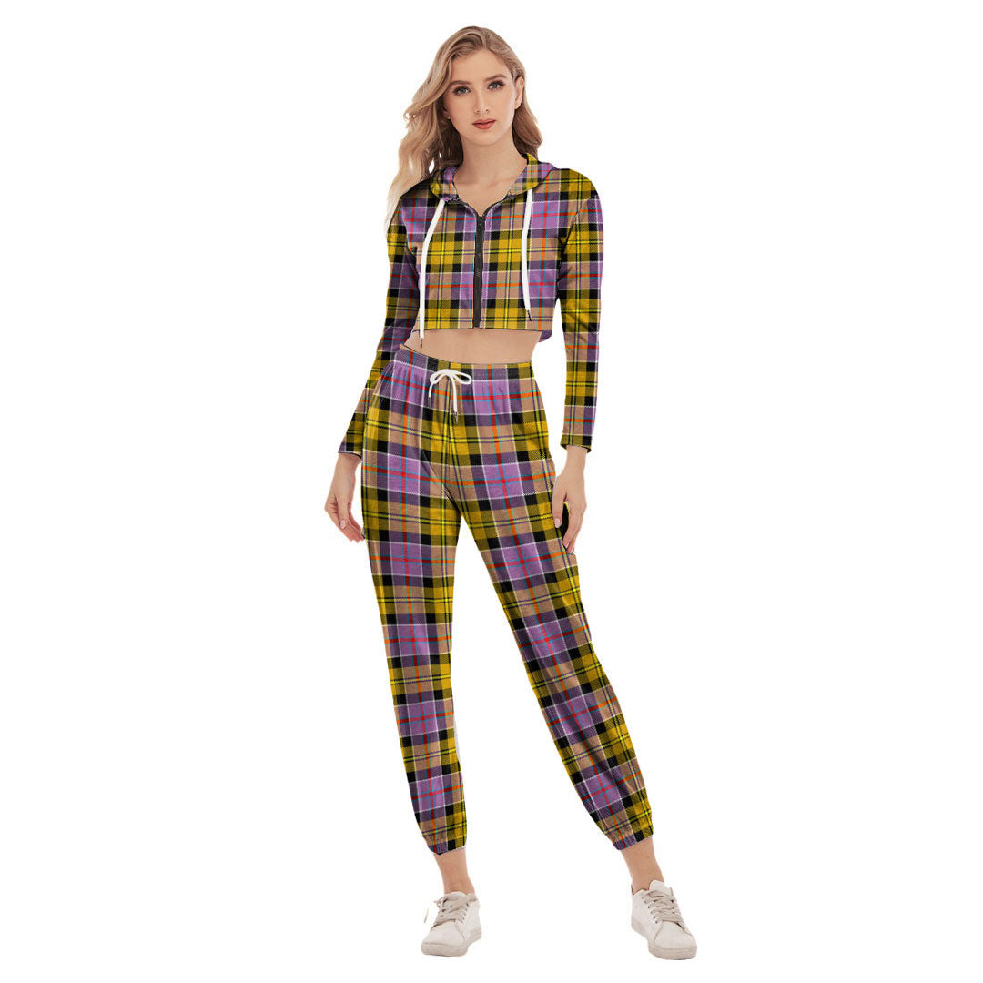 Culloden Ancient Tartan Plaid Crop Hoodie Sports Sets