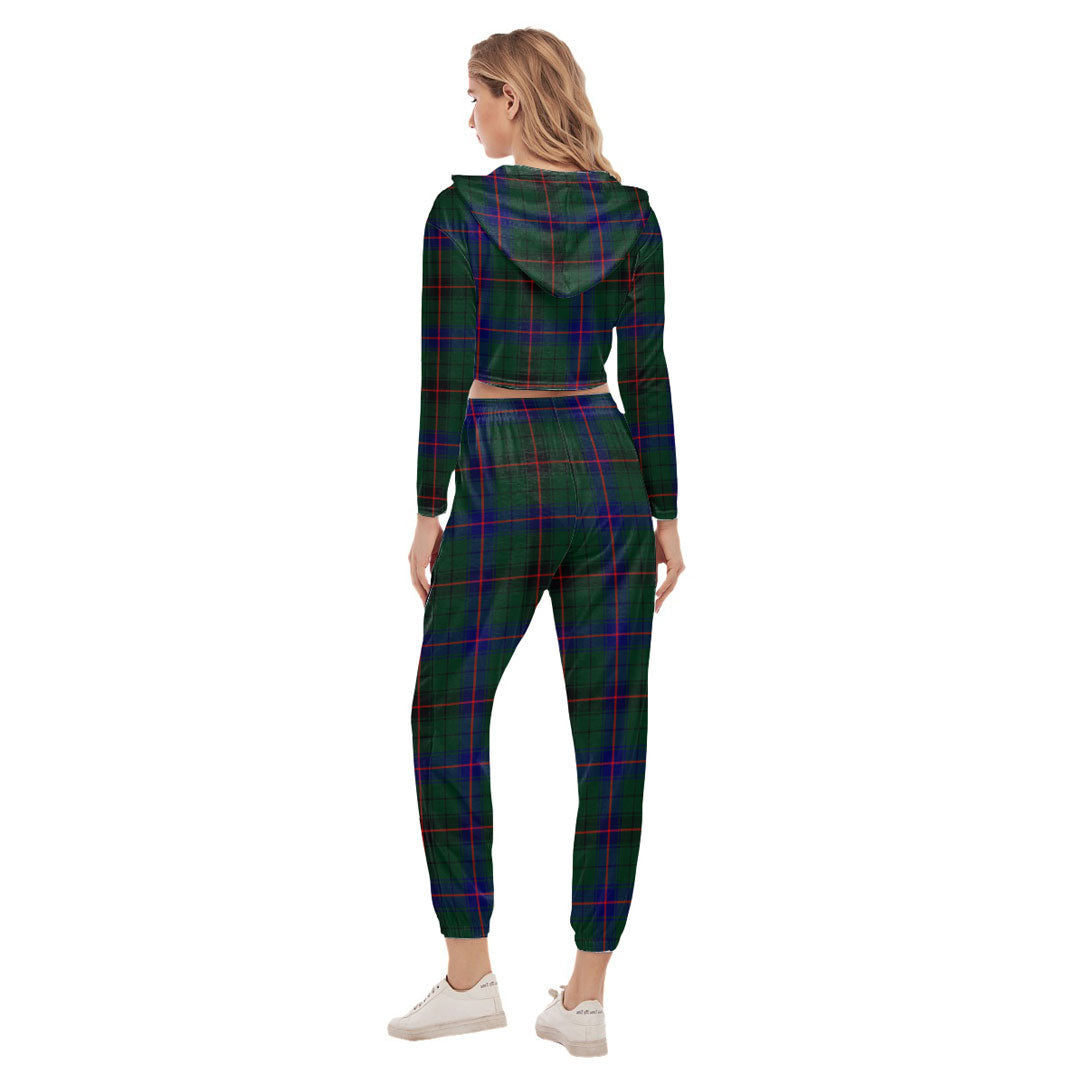 Davidson Modern Tartan Plaid Crop Hoodie Sports Sets