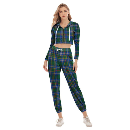 Cockburn Ancient Tartan Plaid Crop Hoodie Sports Sets