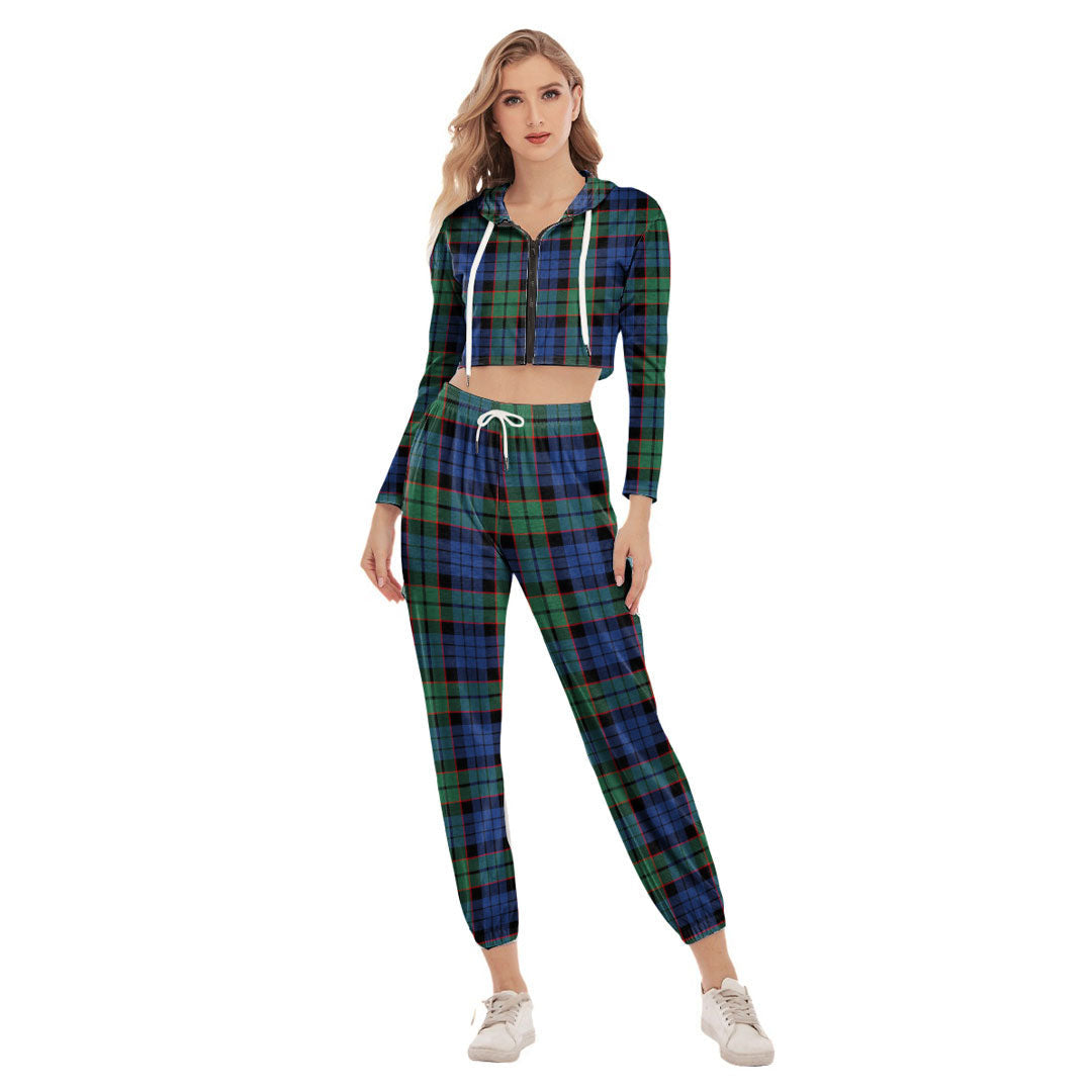 Fletcher Ancient Tartan Plaid Crop Hoodie Sports Sets