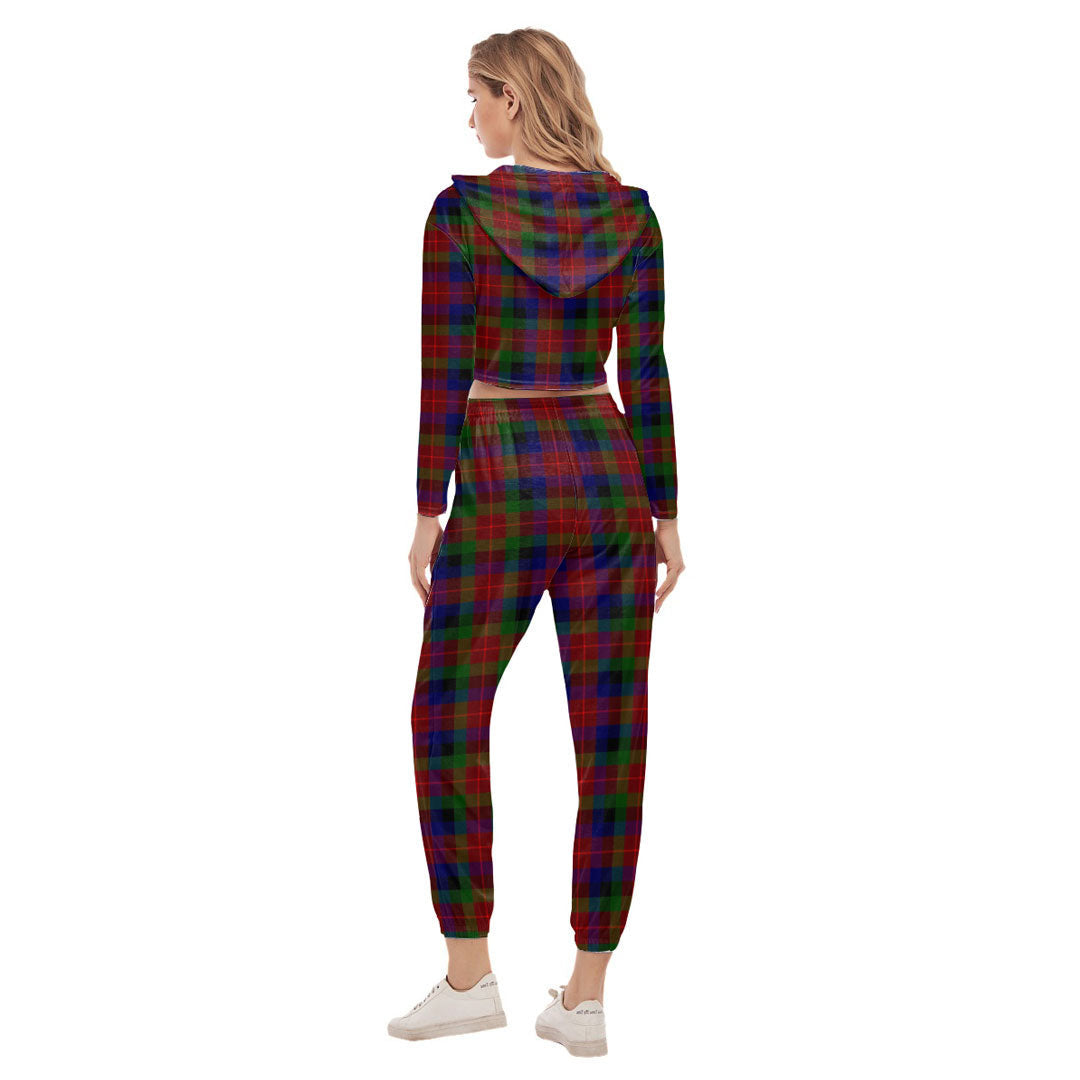 Tennant Tartan Plaid Crop Hoodie Sports Sets