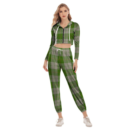 Cunningham Dress Green Dancers Tartan Plaid Crop Hoodie Sports Sets