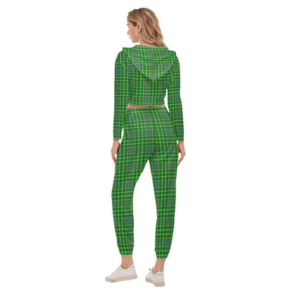 Currie Tartan Plaid Crop Hoodie Sports Sets