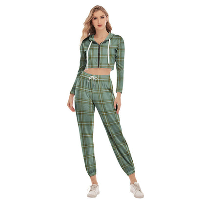 Kelly Dress Tartan Plaid Crop Hoodie Sports Sets