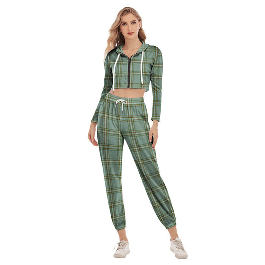 Kelly Dress Tartan Plaid Crop Hoodie Sports Sets