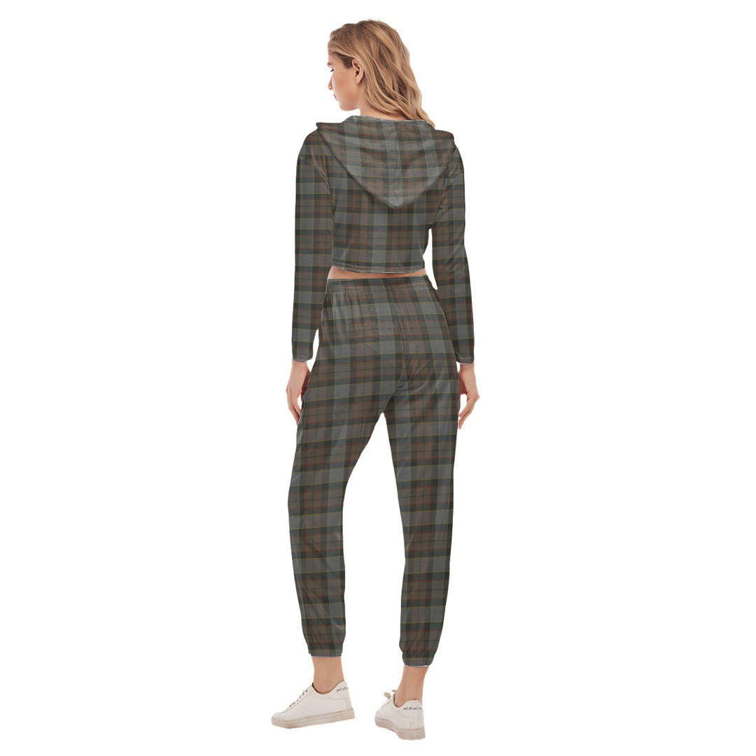 Outlander Fraser Tartan Plaid Crop Hoodie Sports Sets