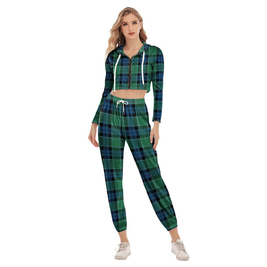 Graham of Menteith Ancient Tartan Plaid Crop Hoodie Sports Sets