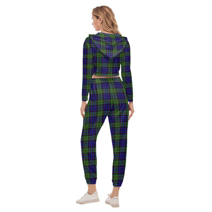 Newman Tartan Plaid Crop Hoodie Sports Sets