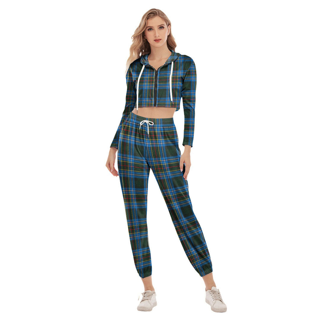 Cockburn Modern Tartan Plaid Crop Hoodie Sports Sets