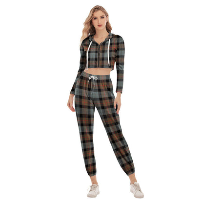 Gunn Weathered Tartan Plaid Crop Hoodie Sports Sets