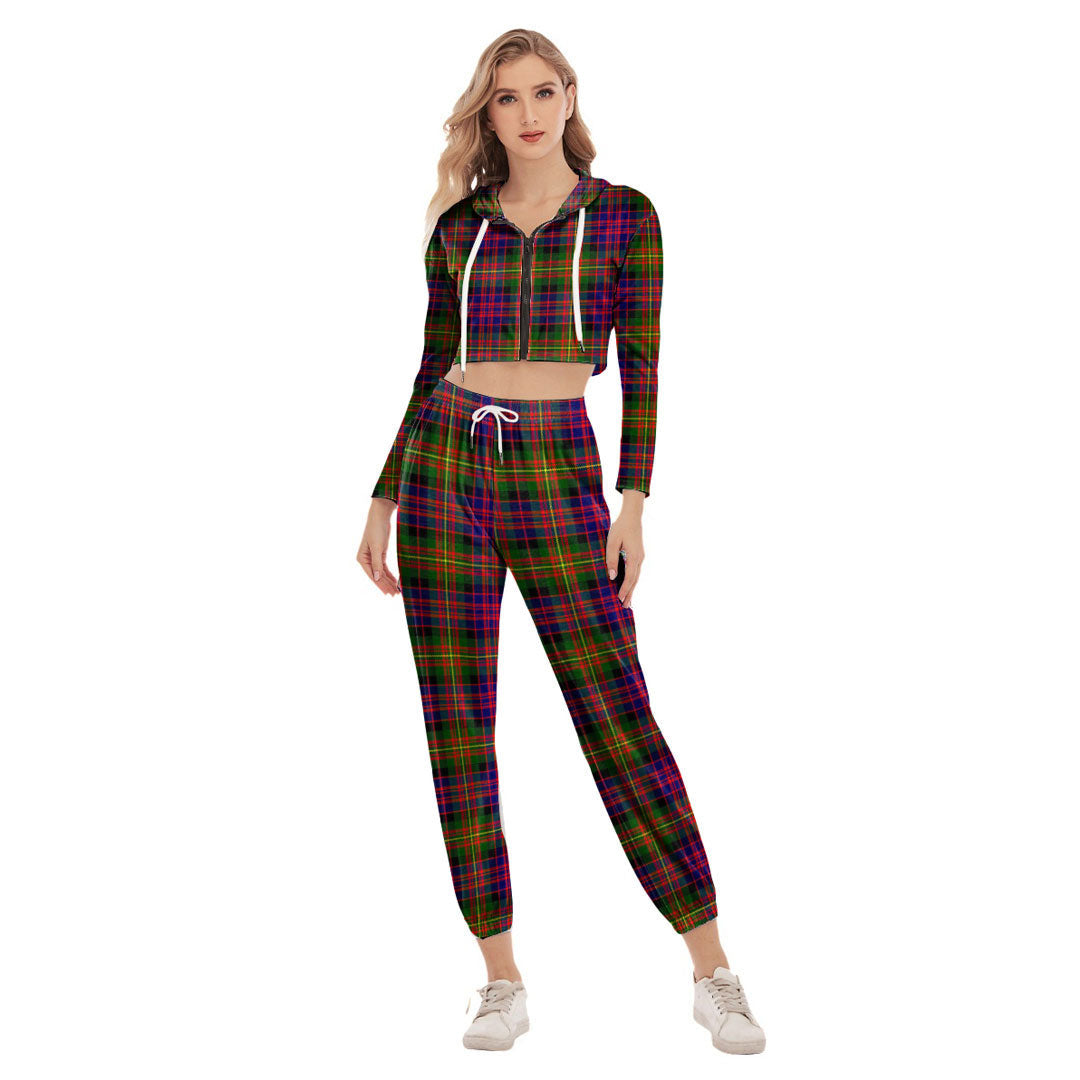 Carnegie Modern Tartan Plaid Crop Hoodie Sports Sets