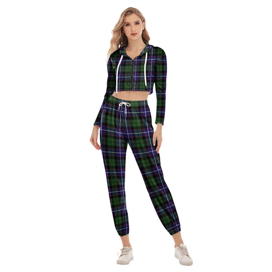 Galbraith Modern Tartan Plaid Crop Hoodie Sports Sets