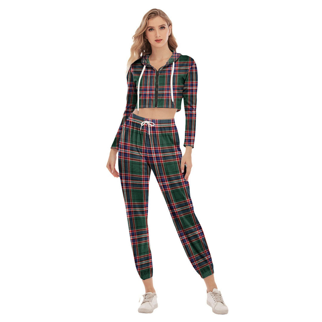 MacFarlane Hunting Modern Tartan Plaid Crop Hoodie Sports Sets