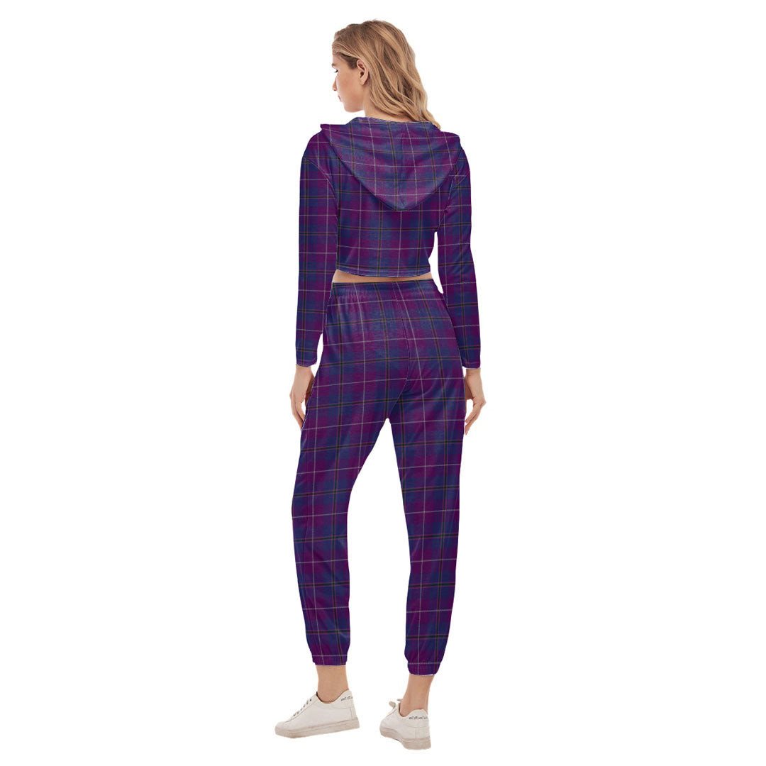 Pride of Glencoe Tartan Plaid Crop Hoodie Sports Sets