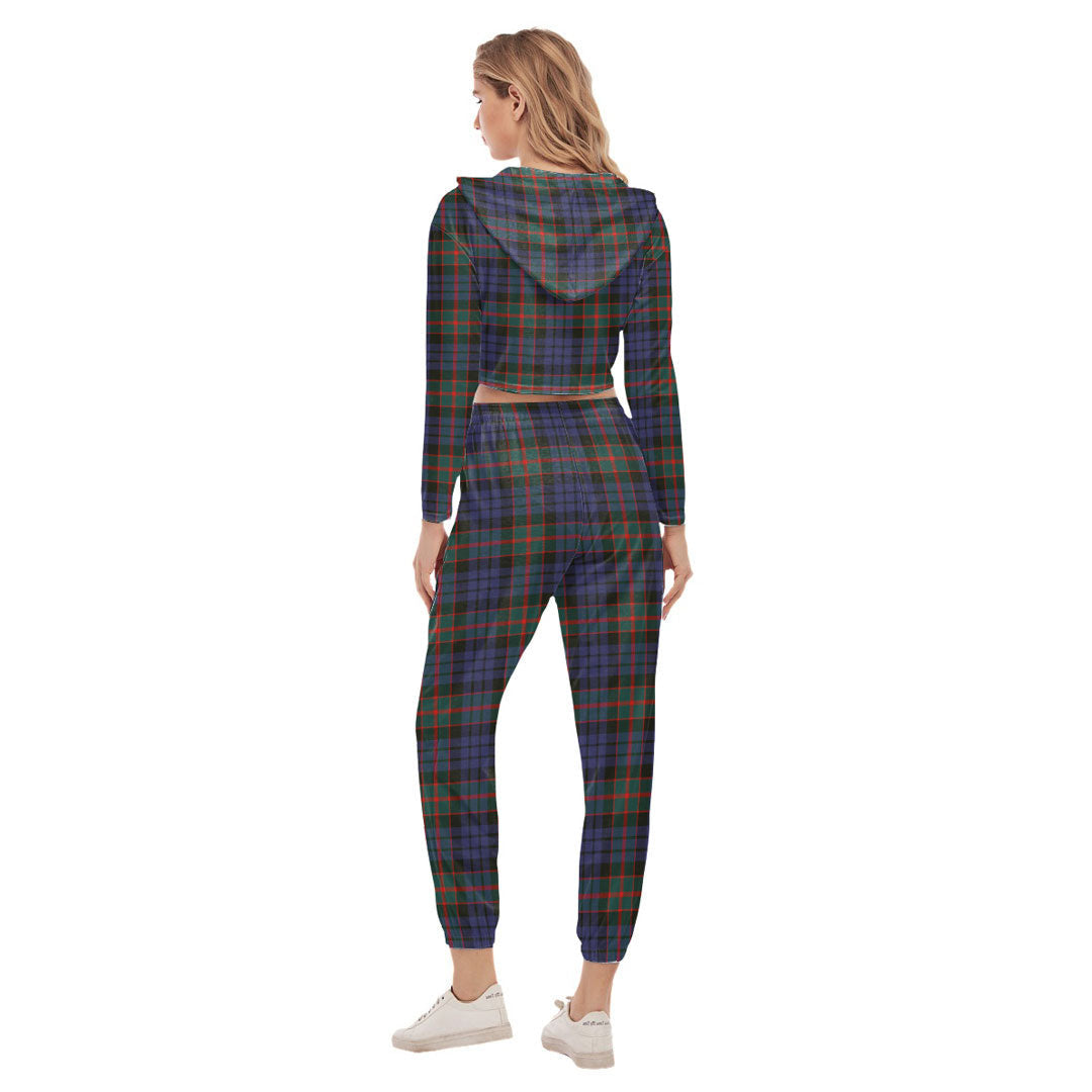 Fletcher of Dunans Tartan Plaid Crop Hoodie Sports Sets