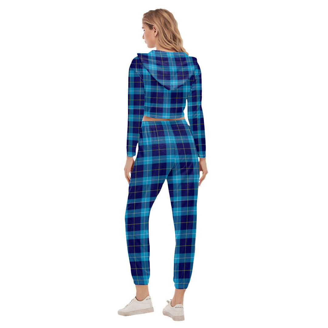 MacSporran Ancient Tartan Plaid Crop Hoodie Sports Sets