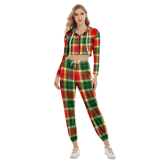 Gibbs Tartan Plaid Crop Hoodie Sports Sets