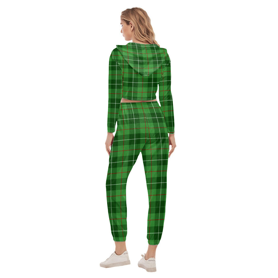 Galloway District Tartan Plaid Crop Hoodie Sports Sets