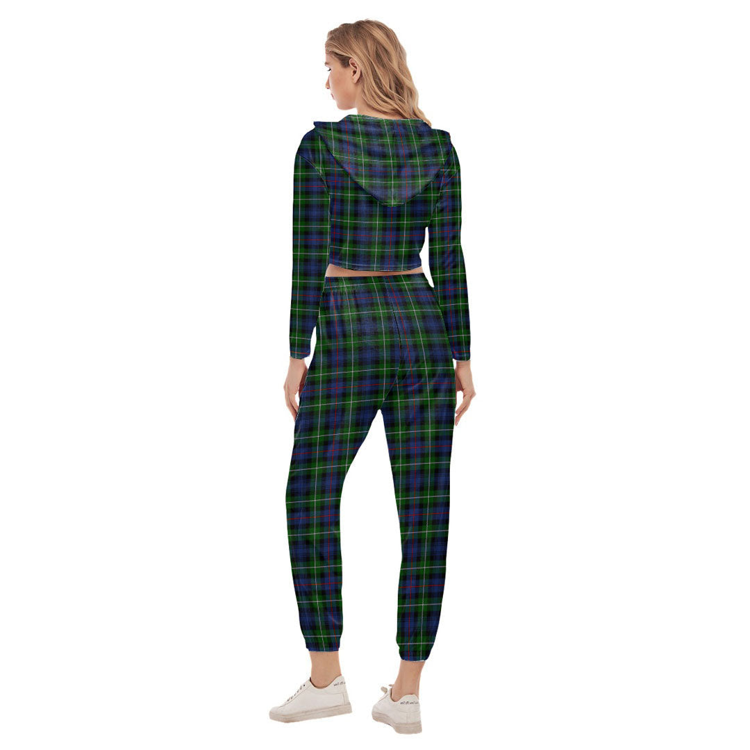 MacKenzie Modern Tartan Plaid Crop Hoodie Sports Sets