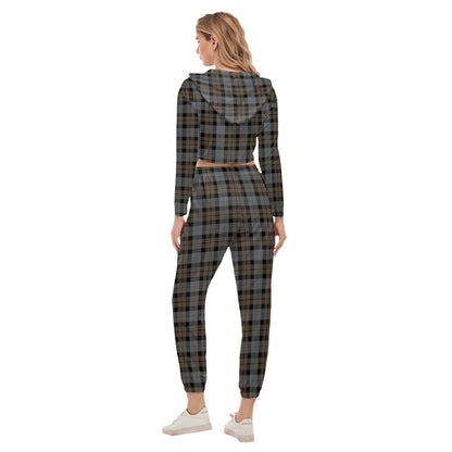 MacKay Weathered Tartan Plaid Crop Hoodie Sports Sets