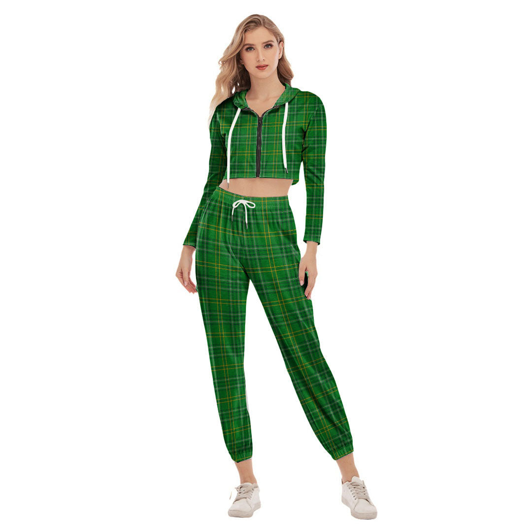 Wexford County Tartan Plaid Crop Hoodie Sports Sets