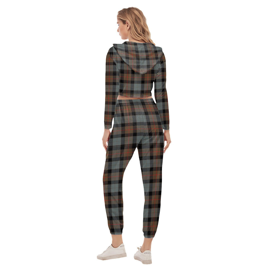 Gunn Weathered Tartan Plaid Crop Hoodie Sports Sets