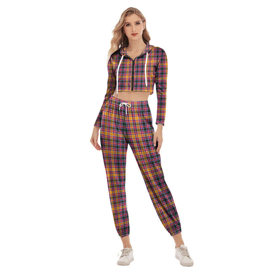 Jacobite Tartan Plaid Crop Hoodie Sports Sets