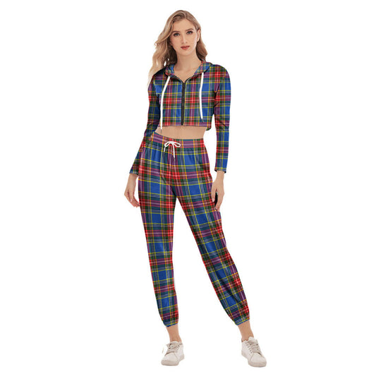 MacBeth Modern Tartan Plaid Crop Hoodie Sports Sets