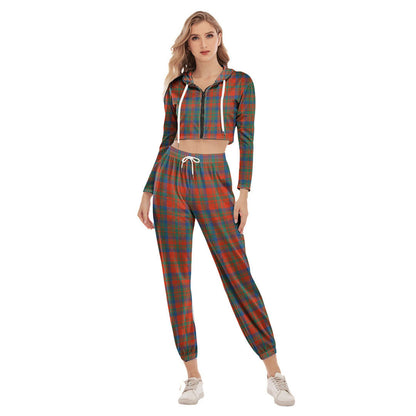 Matheson Ancient Tartan Plaid Crop Hoodie Sports Sets