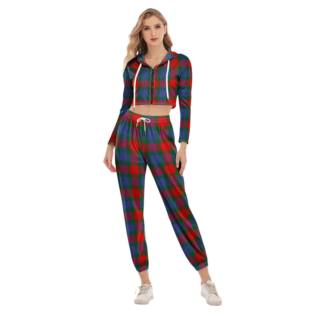 Mar Tartan Plaid Crop Hoodie Sports Sets