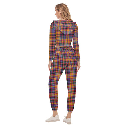 Jacobite Tartan Plaid Crop Hoodie Sports Sets