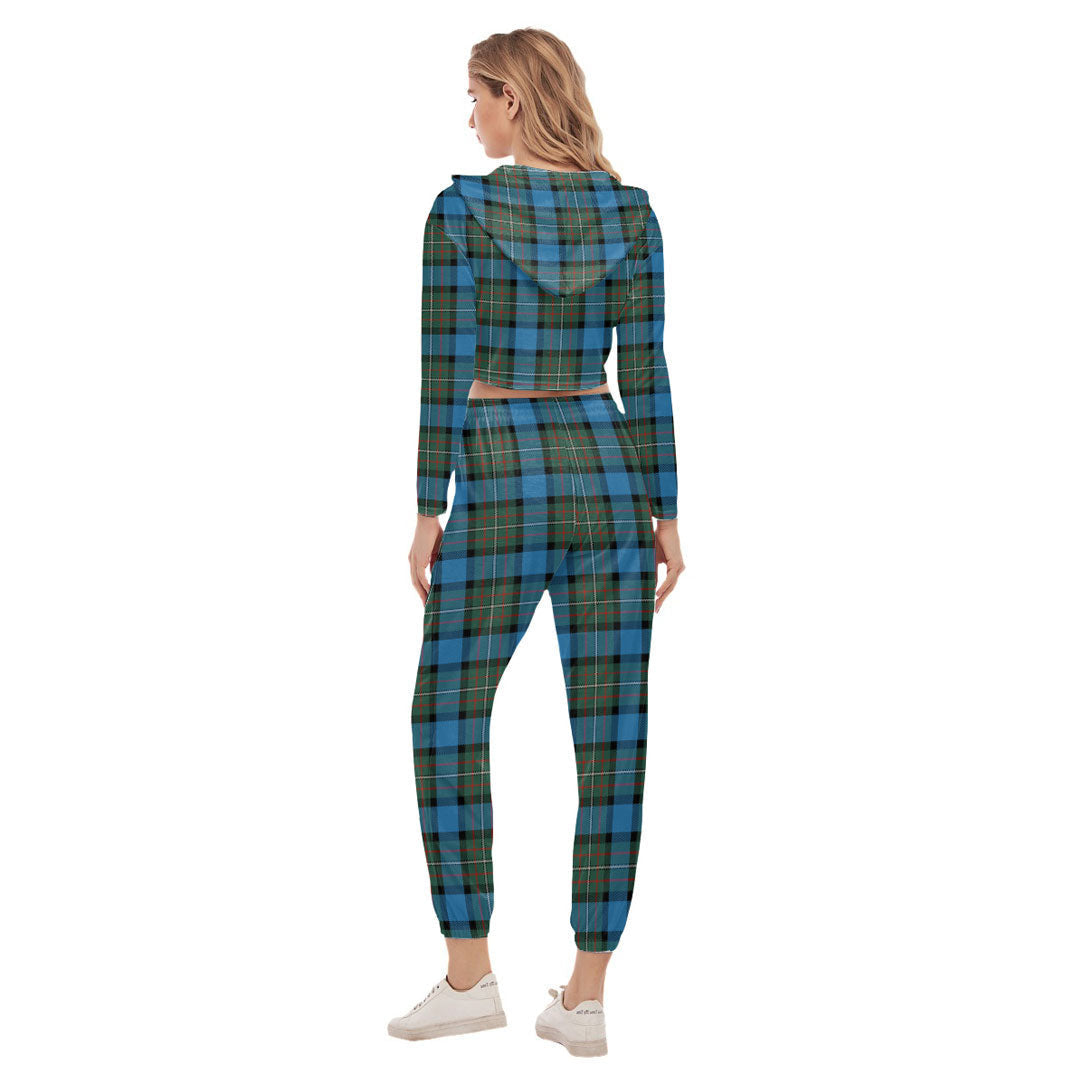 Fergusson Ancient Tartan Plaid Crop Hoodie Sports Sets