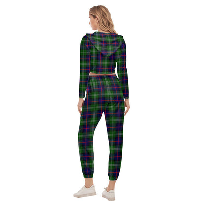 Sutherland Modern Tartan Plaid Crop Hoodie Sports Sets