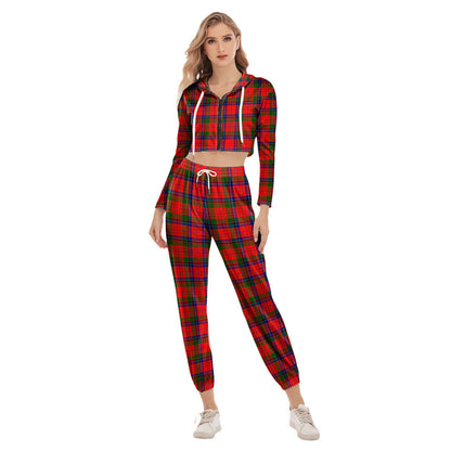 Nicolson Modern Tartan Plaid Crop Hoodie Sports Sets