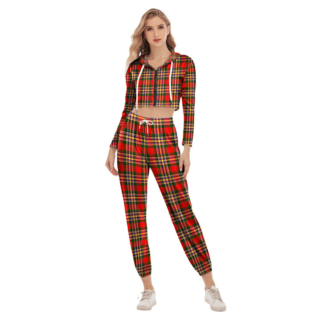 MacGill Modern Tartan Plaid Crop Hoodie Sports Sets