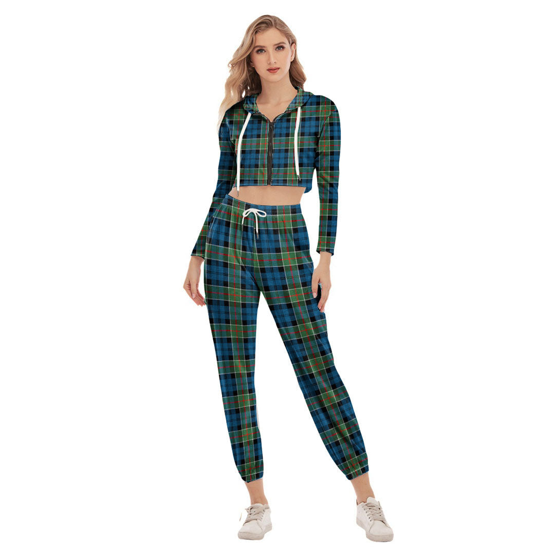 Colquhoun Ancient Tartan Plaid Crop Hoodie Sports Sets