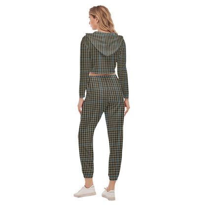 Haig Check Tartan Plaid Crop Hoodie Sports Sets