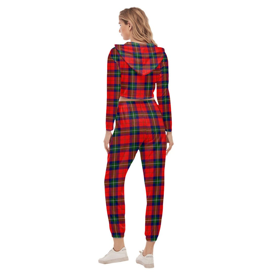 Ruthven Modern Tartan Plaid Crop Hoodie Sports Sets