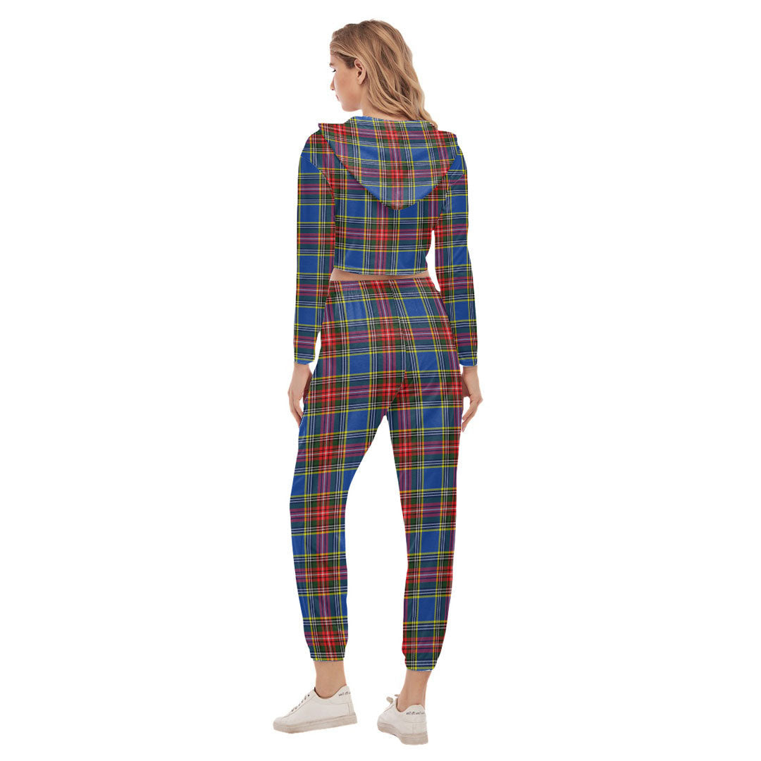 MacBeth Modern Tartan Plaid Crop Hoodie Sports Sets