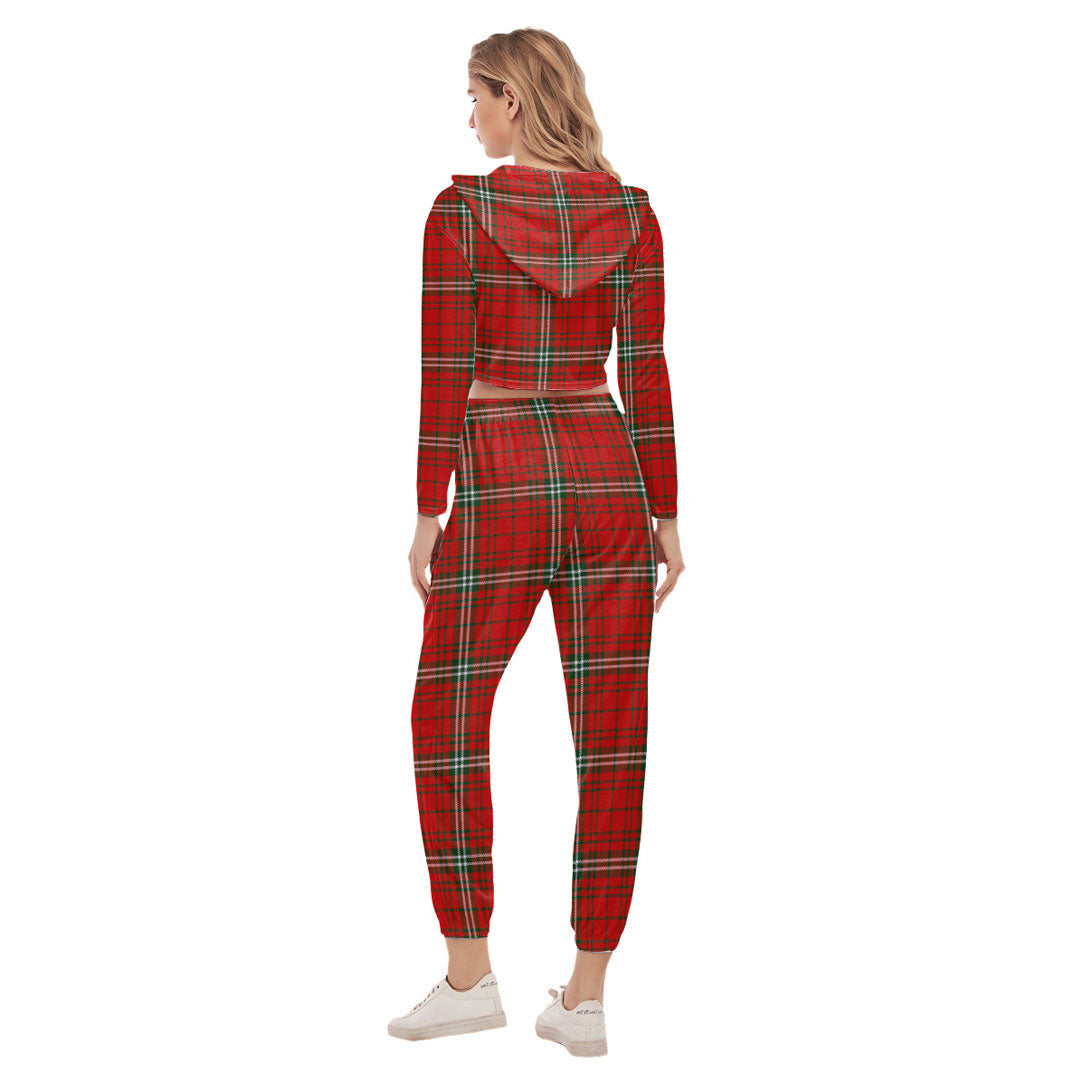 MacLay Modern Tartan Plaid Crop Hoodie Sports Sets