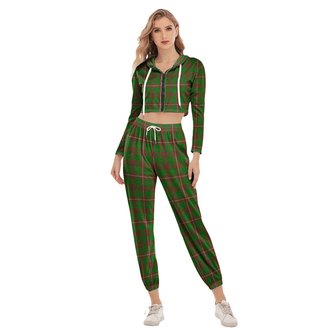 MacKinnon Hunting Modern Tartan Plaid Crop Hoodie Sports Sets