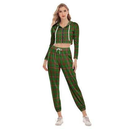 MacKinnon Hunting Modern Tartan Plaid Crop Hoodie Sports Sets